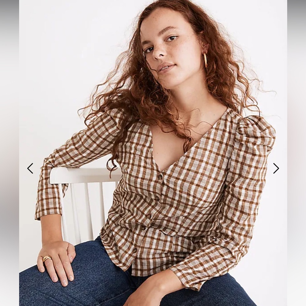 Madewell Westover Sandown Plaid Cotton Top Blouse Size 2
